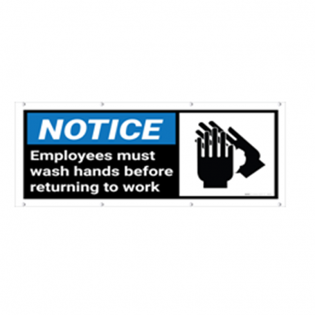 Notice Employees Must Wash Hands Banner