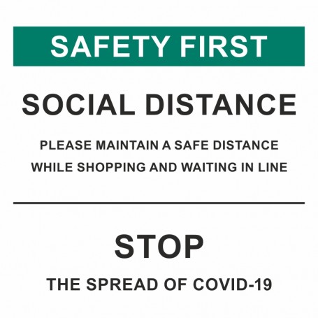 Safety First Social Distance Instruction Banner